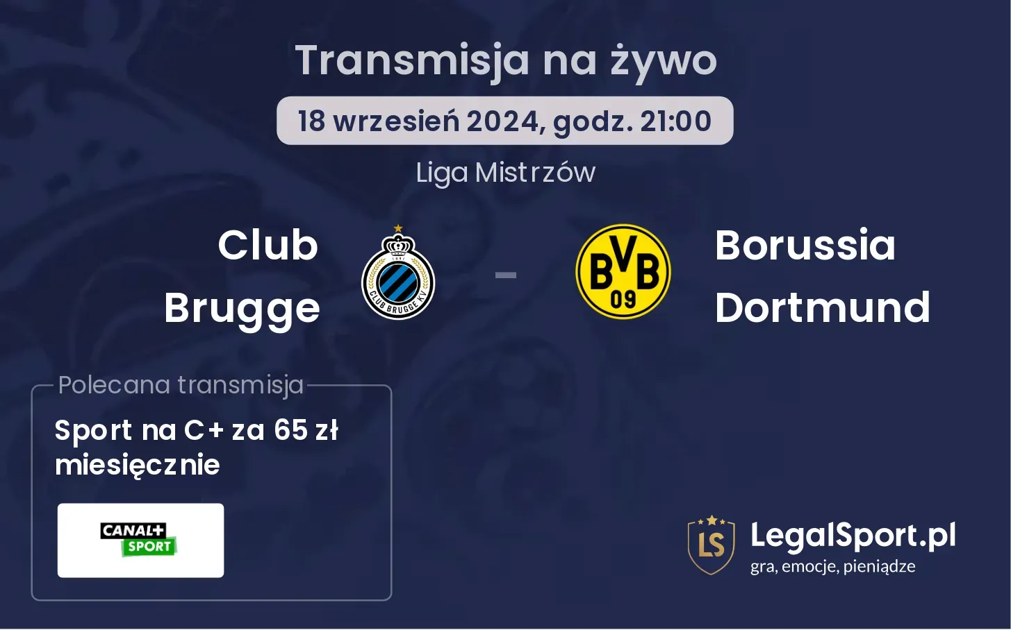 Club Brugge - Borussia Dortmund transmisja na żywo