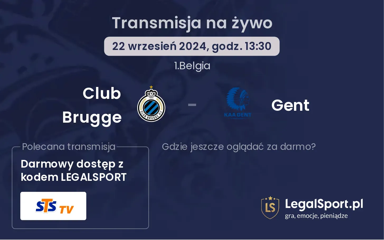 Club Brugge - Gent transmisja na żywo