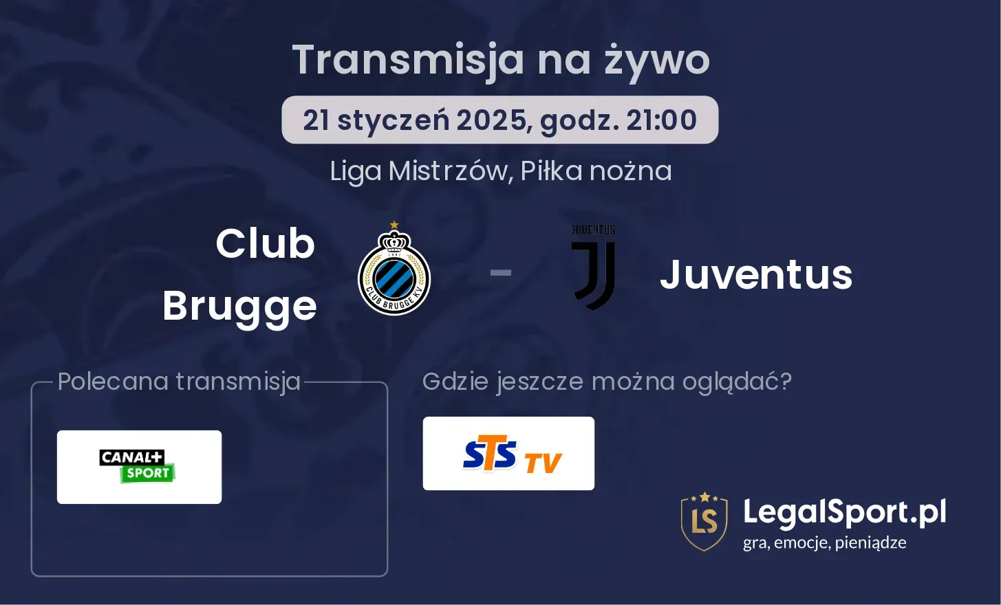 Club Brugge - Juventus transmisja na żywo