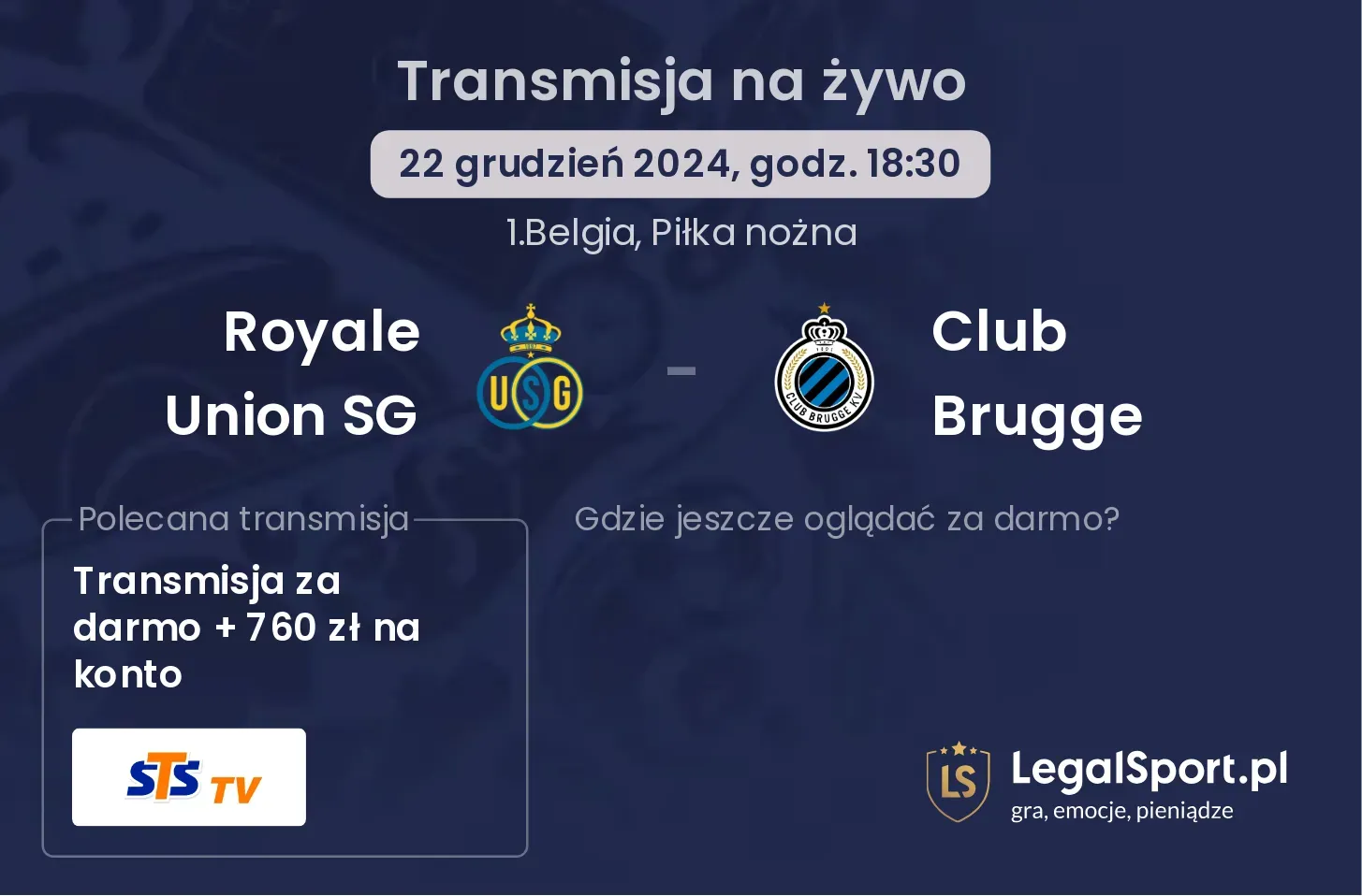 Royale Union SG - Club Brugge gdzie oglądać transmisję?