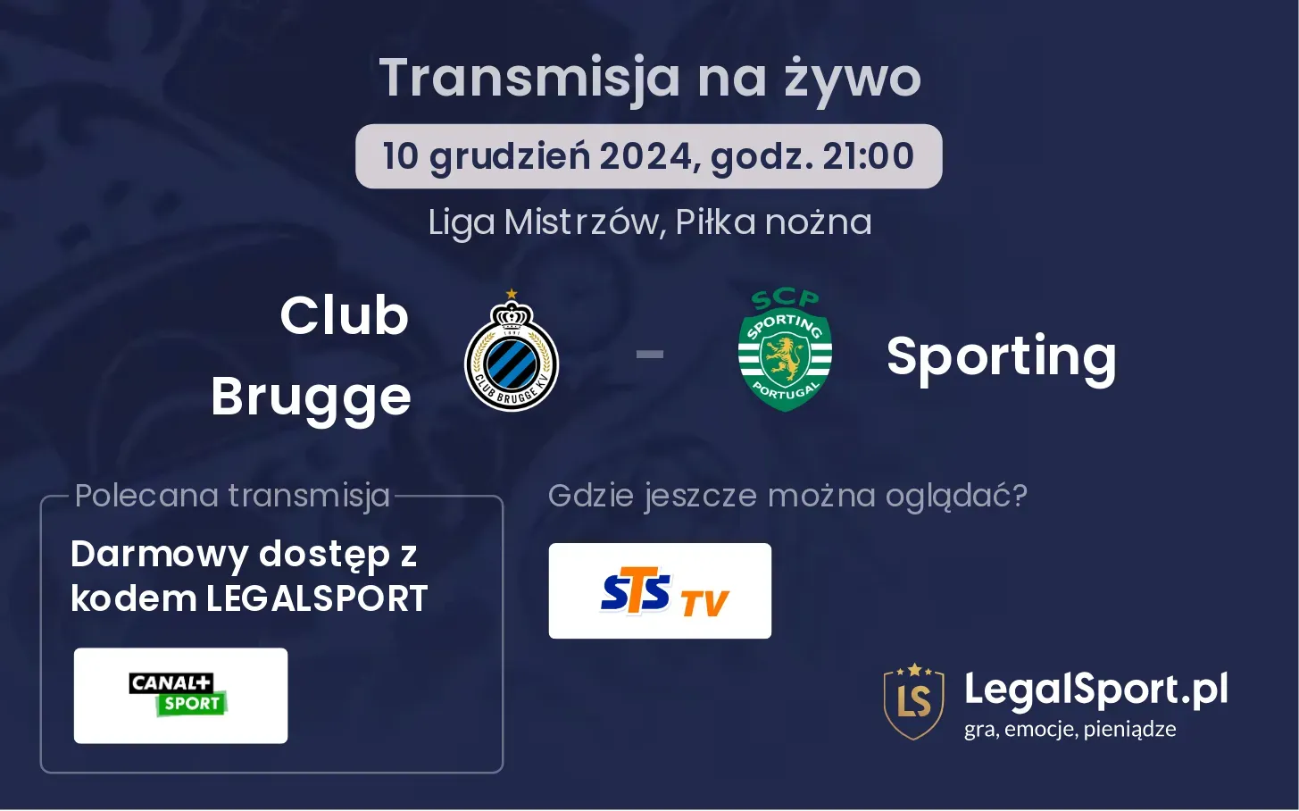 Club Brugge - Sporting transmisja na żywo