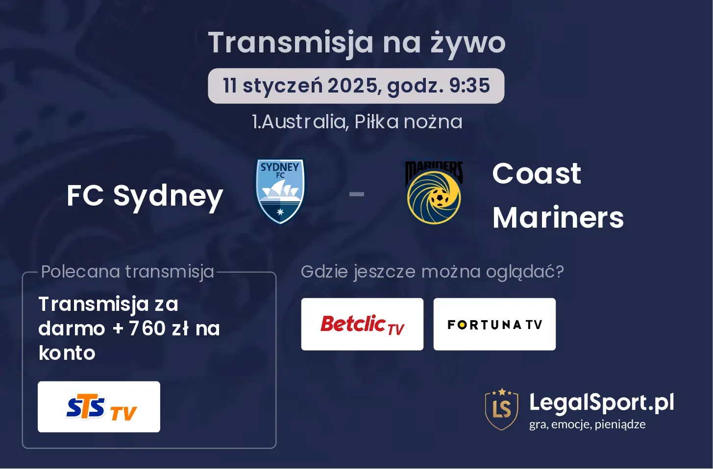 FC Sydney - Coast Mariners gdzie oglądać?