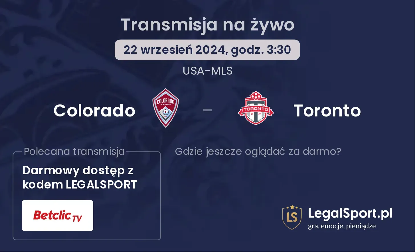 Colorado - Toronto gdzie oglądać? 22.09, godz. 03:30