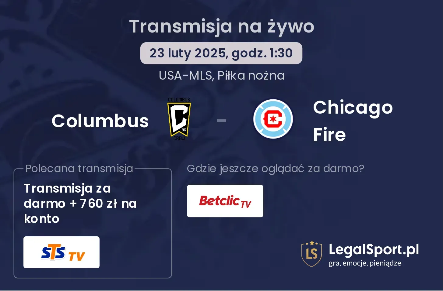 Columbus - Chicago Fire transmisja na żywo