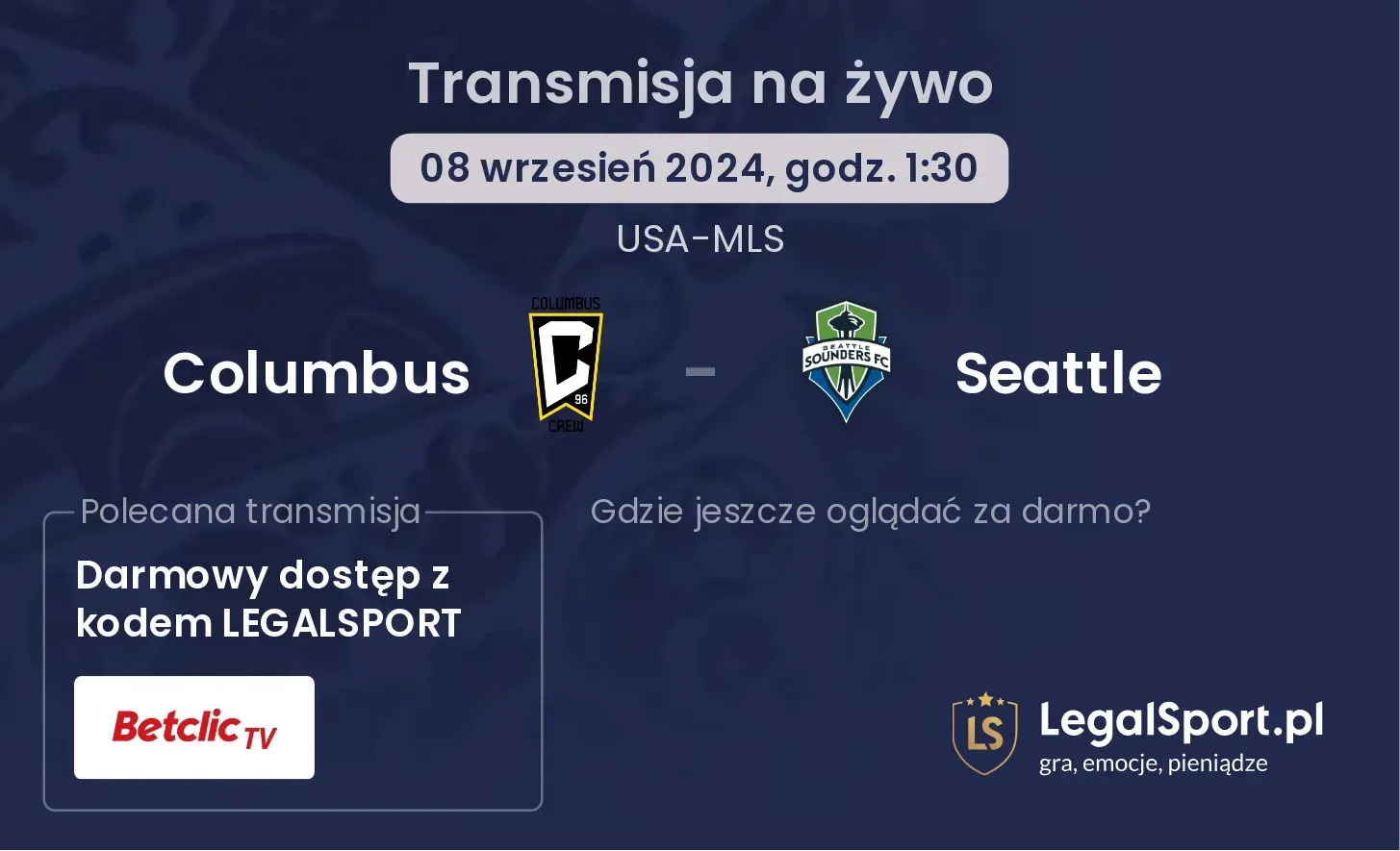 Columbus - Seattle gdzie oglądać? 08.09, godz. 01:30