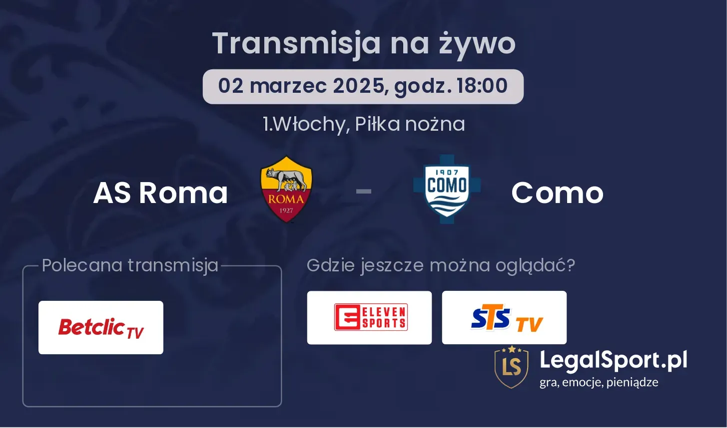 Como - AS Roma gdzie oglądać?