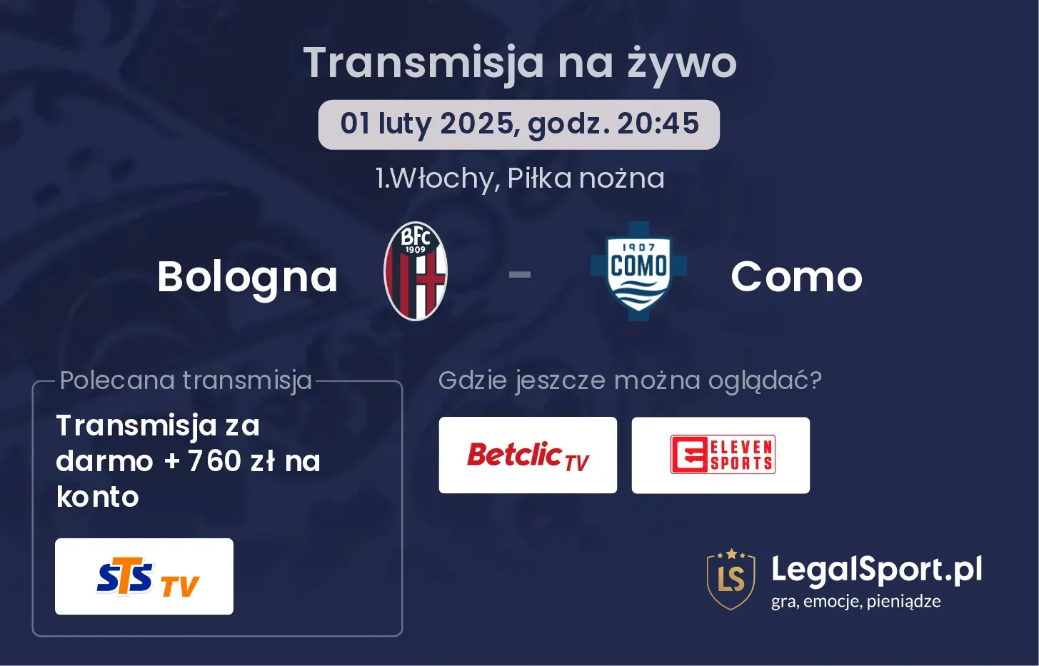 Bologna - Como gdzie oglądać?