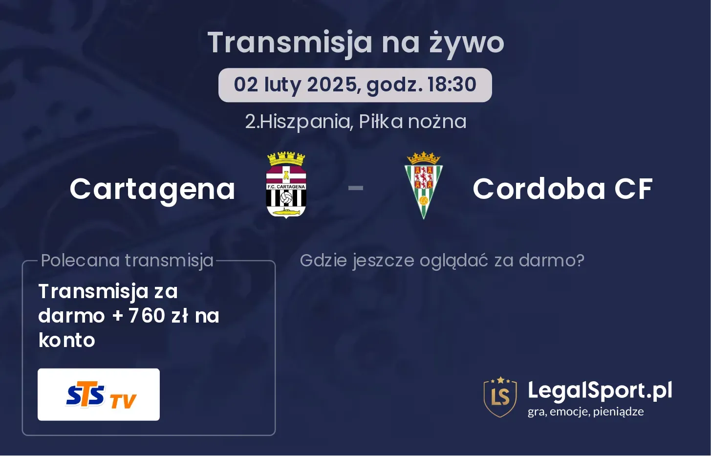 Cordoba CF - Cartagena gdzie oglądać? 18.10, godz. 20:30