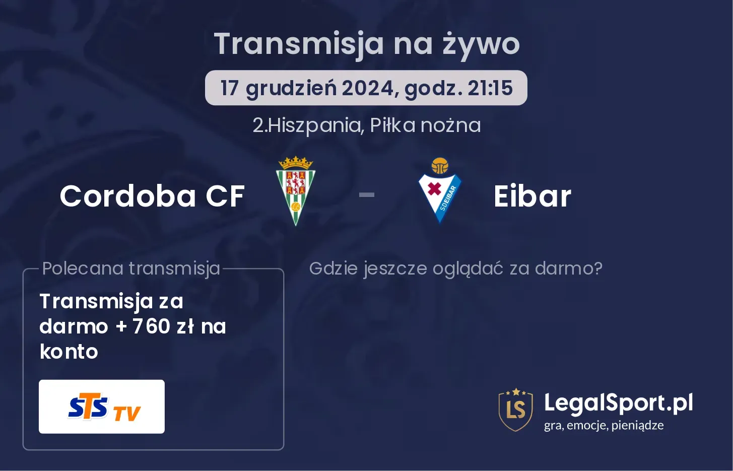 Cordoba CF - Eibar transmisja na żywo