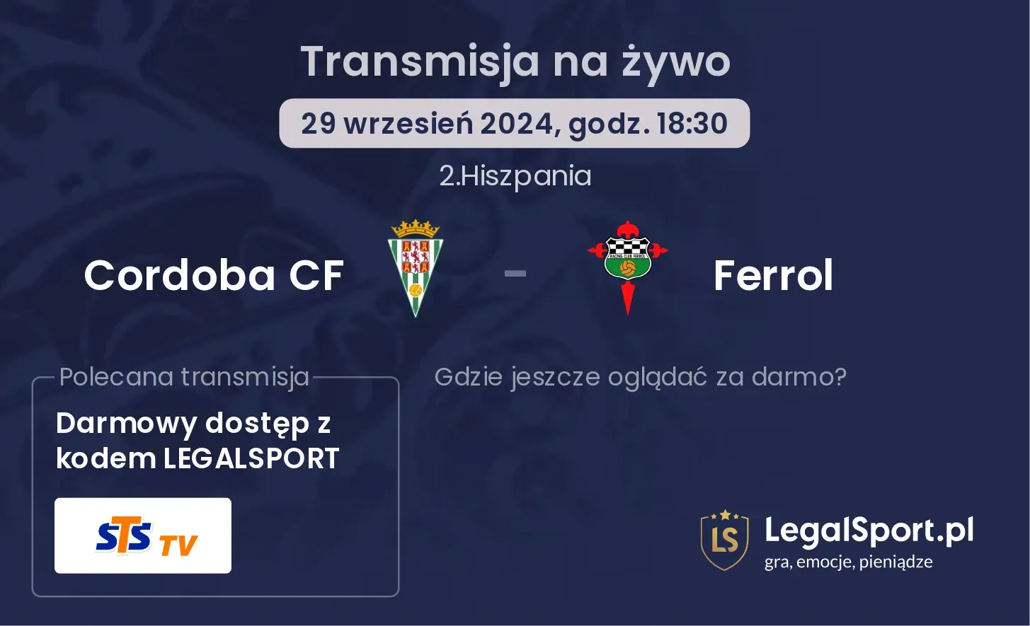 Cordoba CF - Ferrol gdzie oglądać? 29.09, godz. 18:30