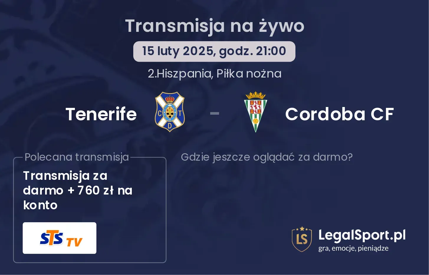 Cordoba CF - Tenerife transmisja na żywo