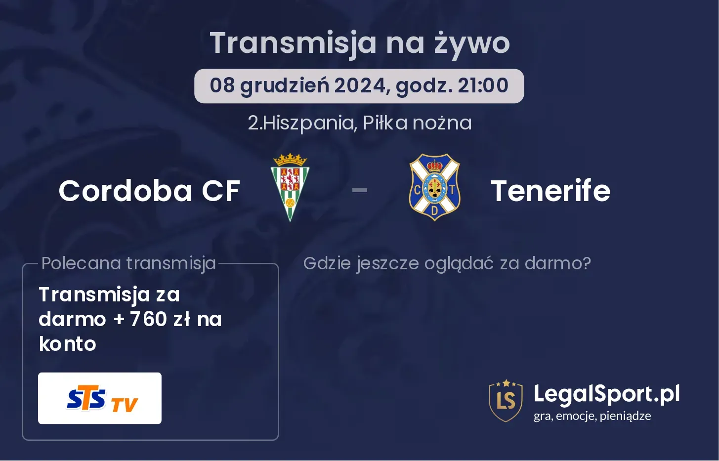 Cordoba CF - Tenerife gdzie oglądać transmisję?