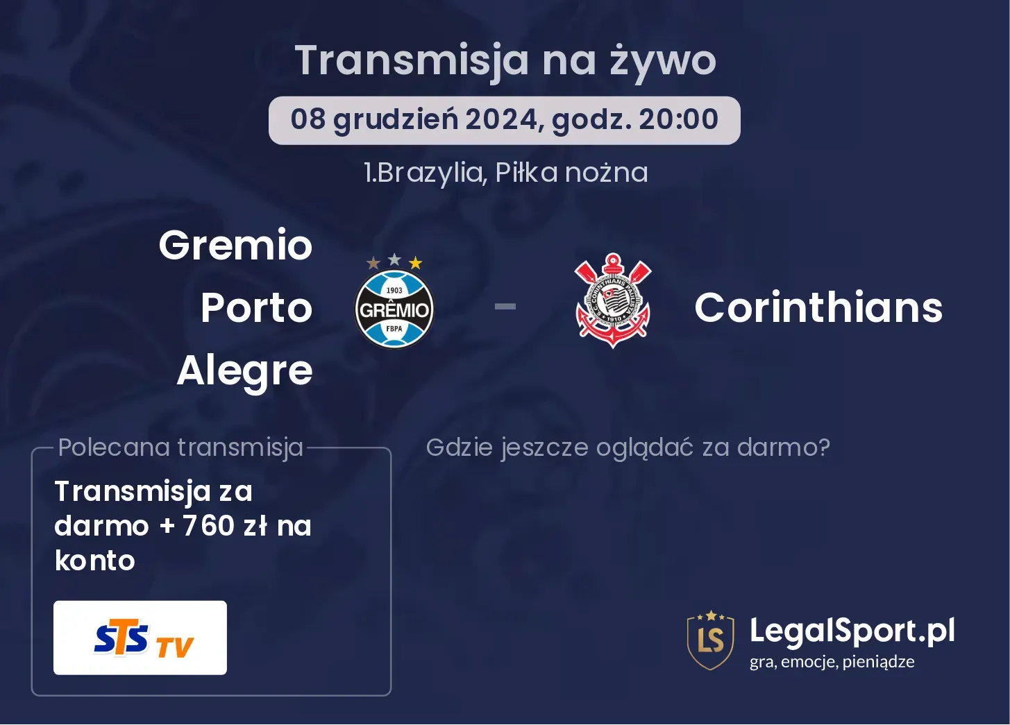 Gremio Porto Alegre - Corinthians gdzie oglądać transmisję?