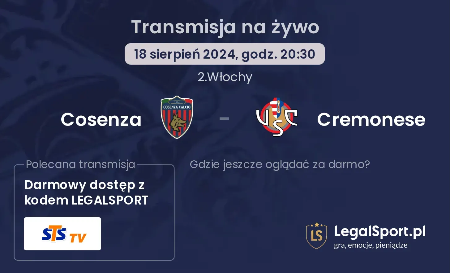 Cosenza - Cremonese transmisja na żywo