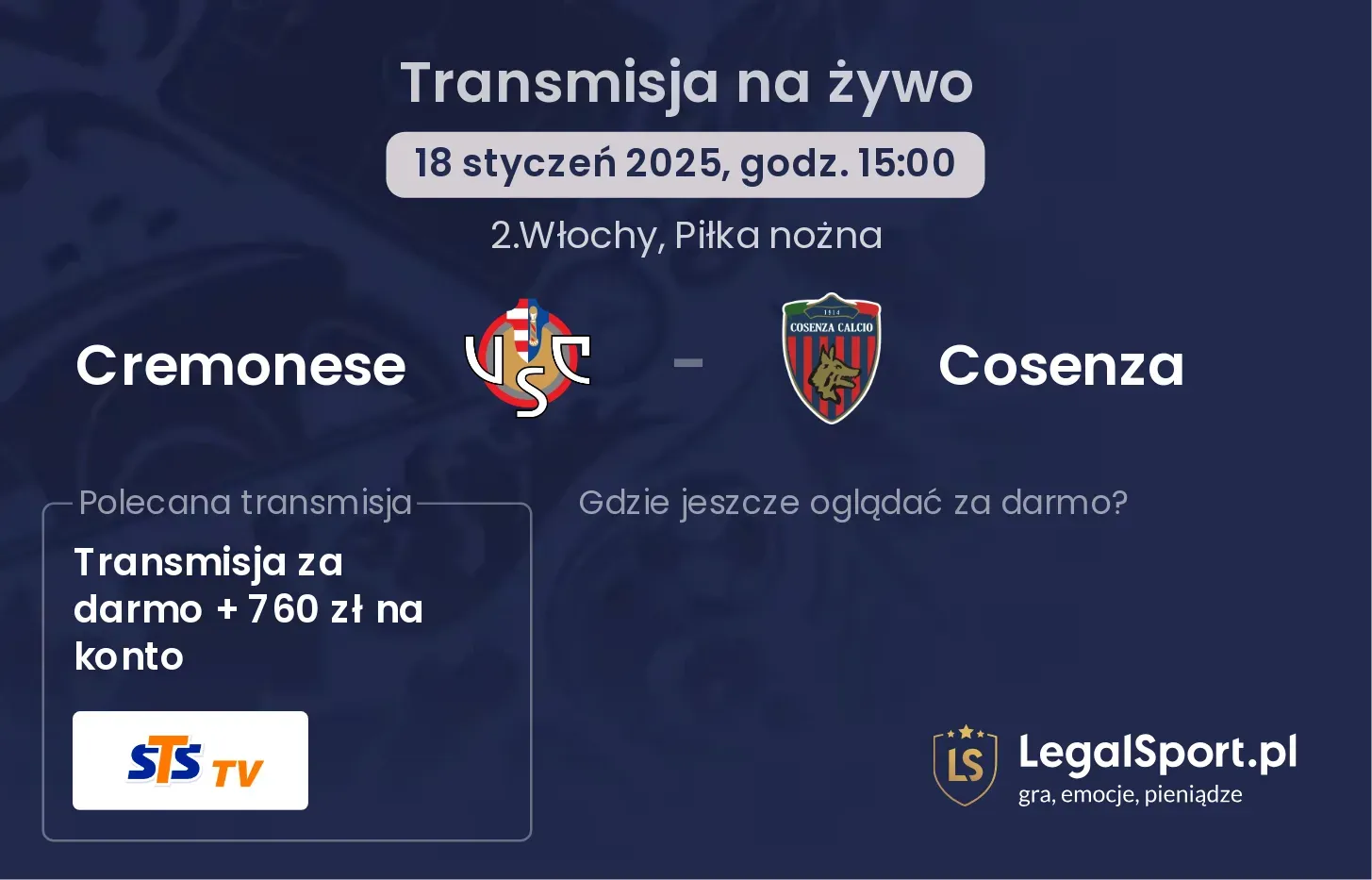 Cremonese - Cosenza gdzie oglądać?