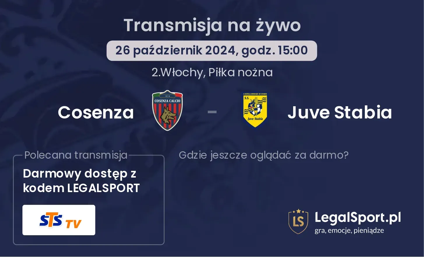 Cosenza - Juve Stabia transmisja na żywo