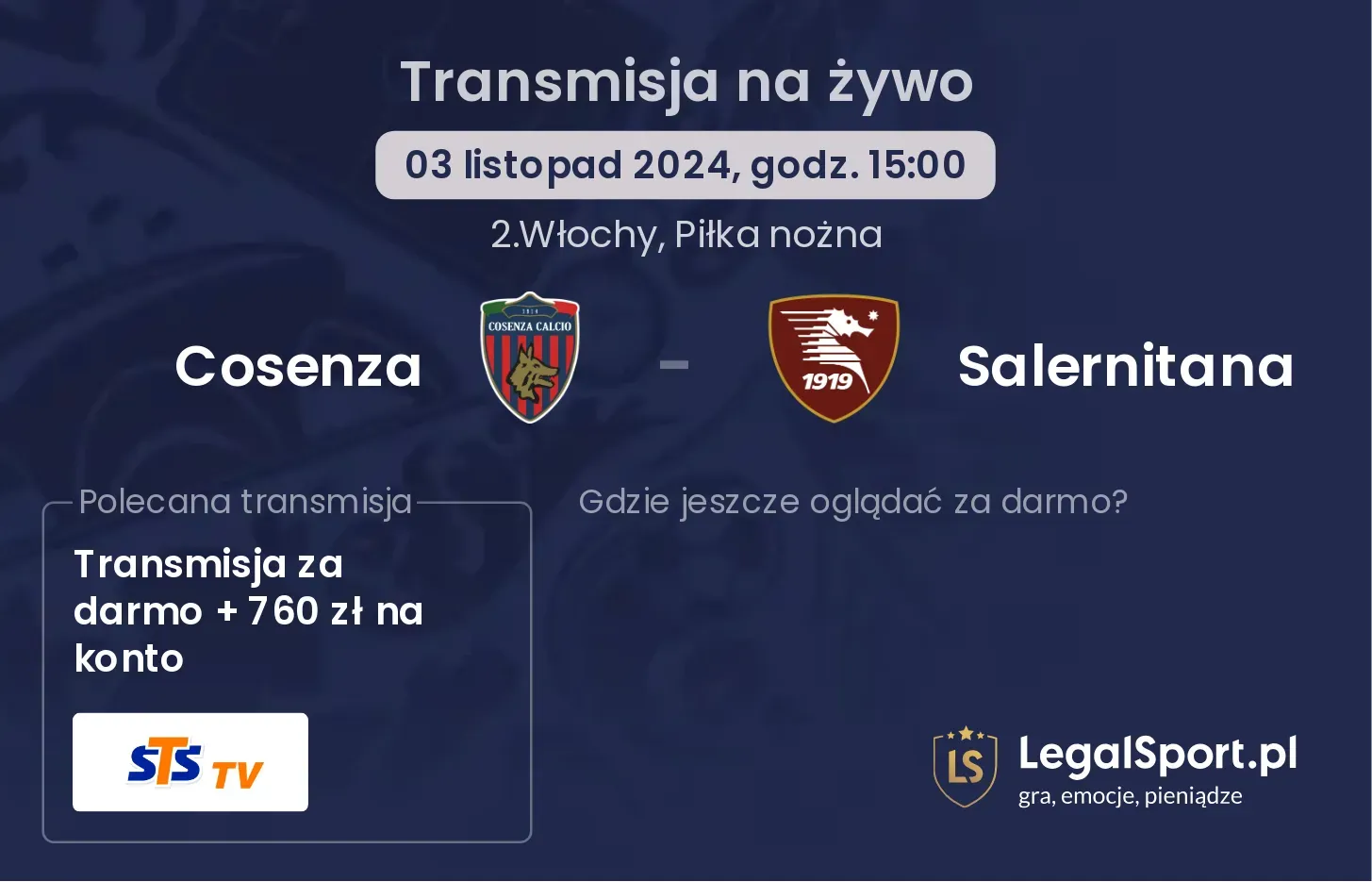 Cosenza - Salernitana transmisja na żywo