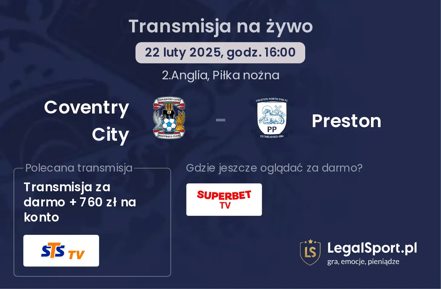 Coventry City - Preston transmisja na żywo