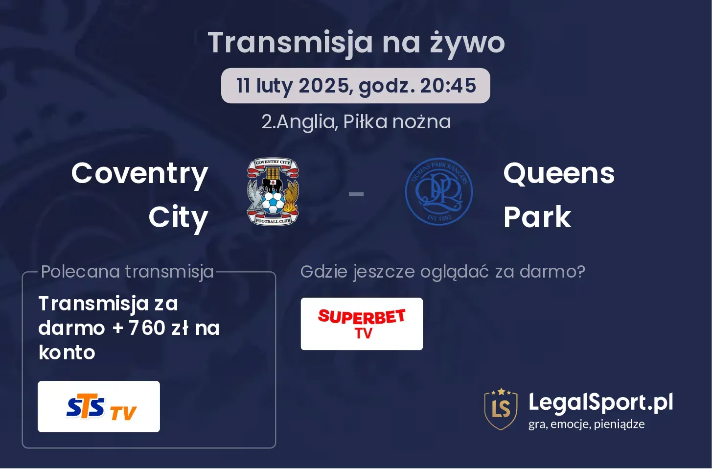 Coventry City - Queens Park transmisja na żywo