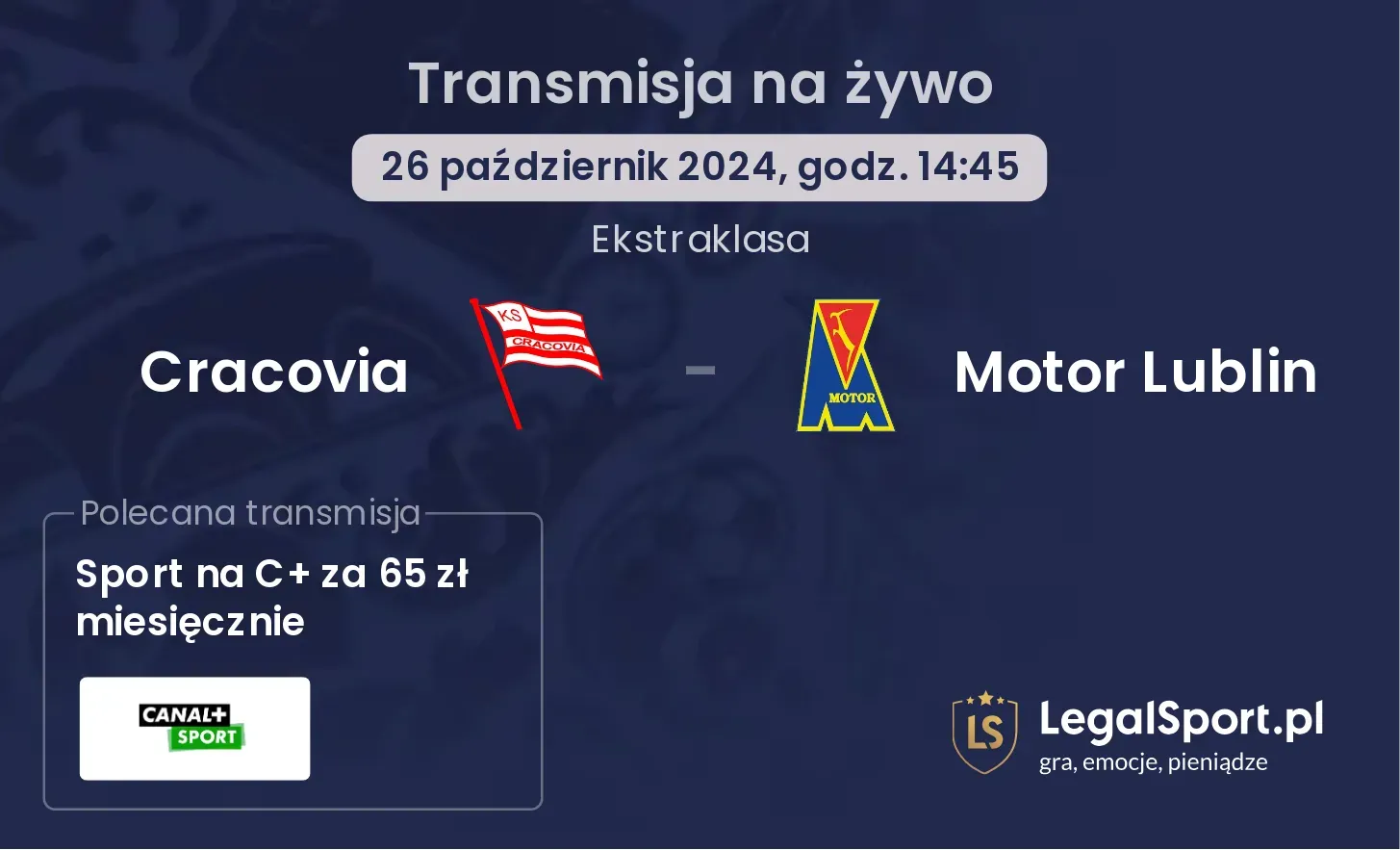 Cracovia - Motor Lublin gdzie oglądać? 26.10, godz. 14:45