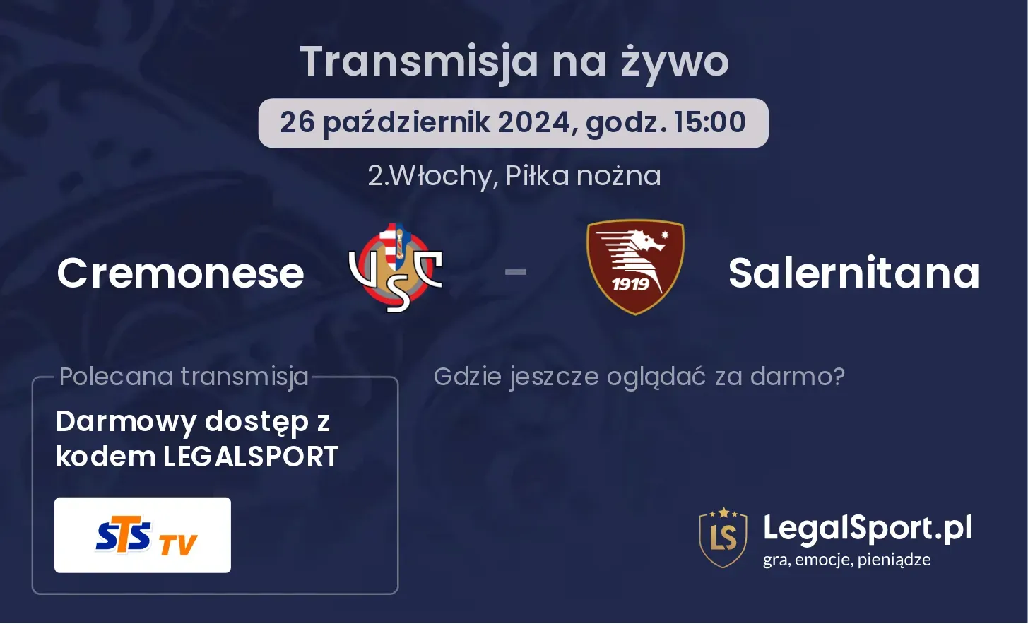 Cremonese - Salernitana transmisja na żywo