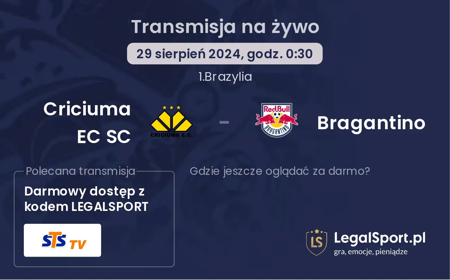 Criciuma EC SC - Bragantino transmisja na żywo