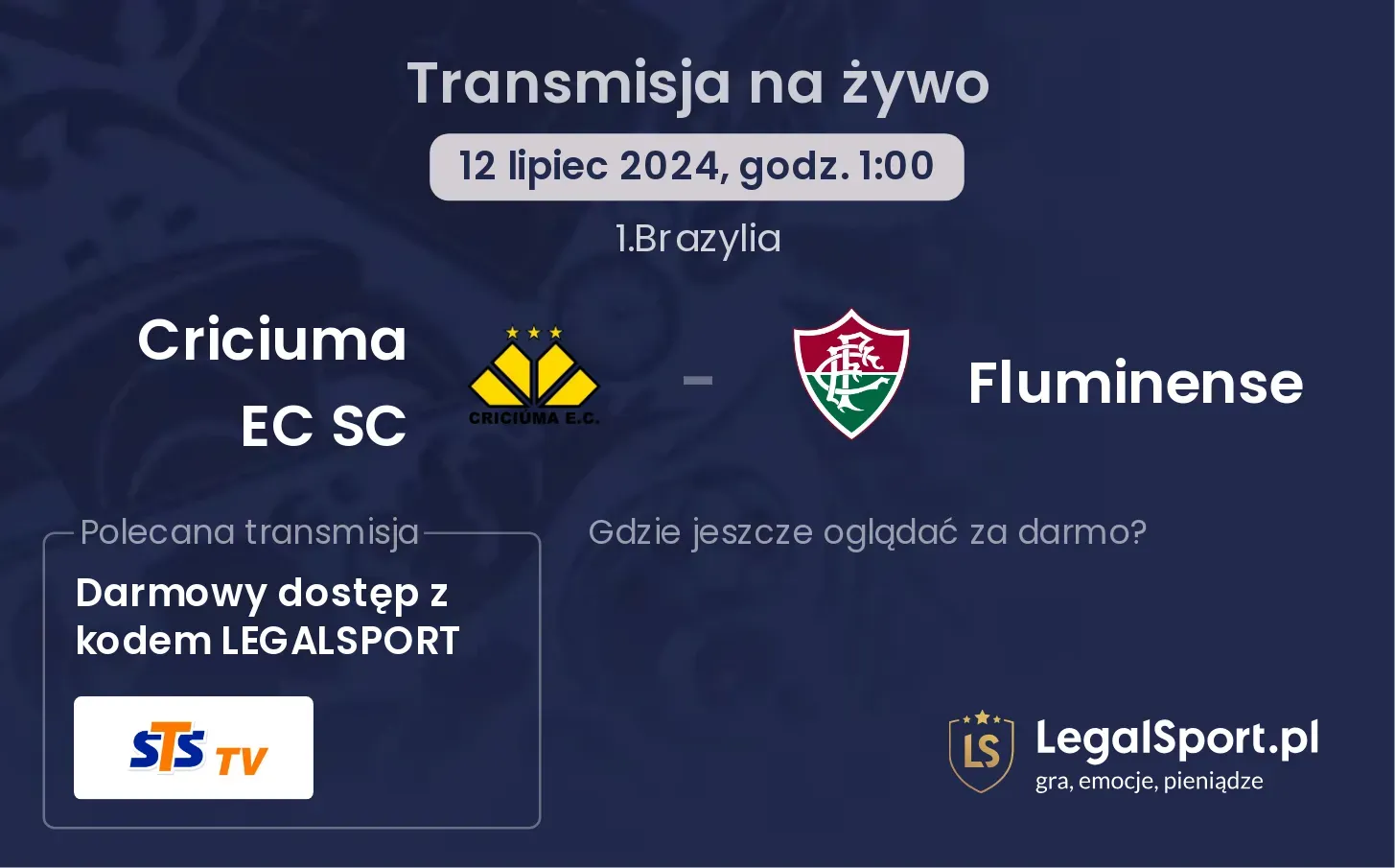 Criciuma EC SC - Fluminense transmisja na żywo