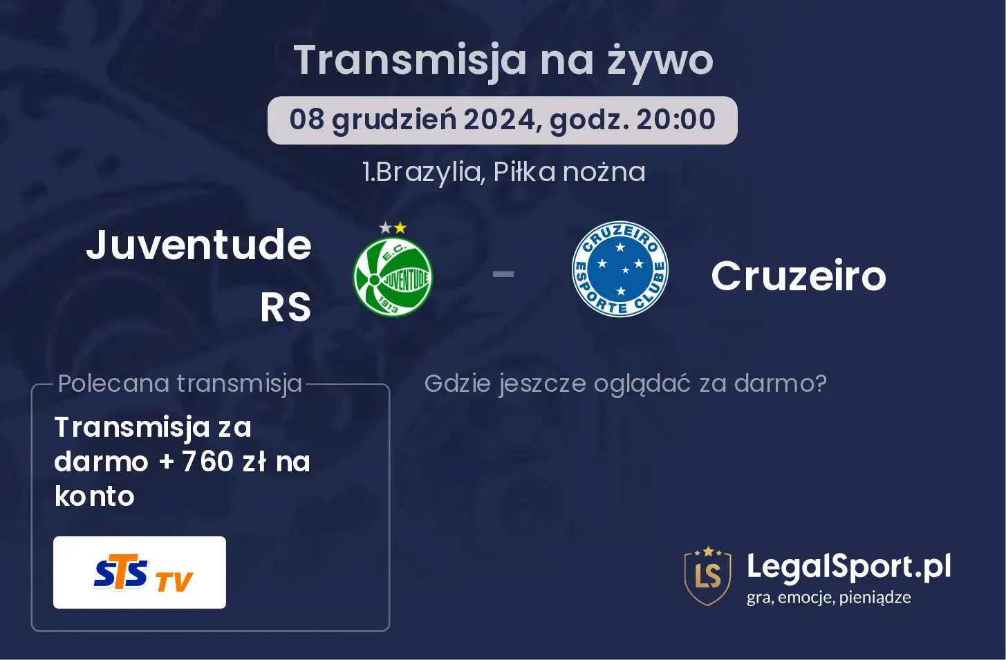 Juventude RS - Cruzeiro gdzie oglądać?