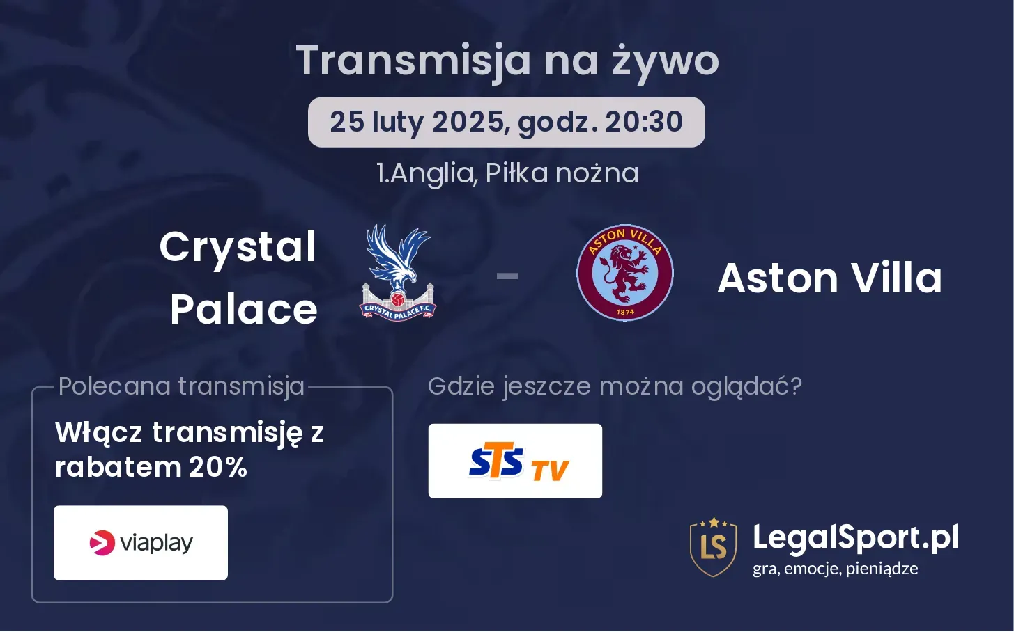 Crystal Palace - Aston Villa transmisja na żywo