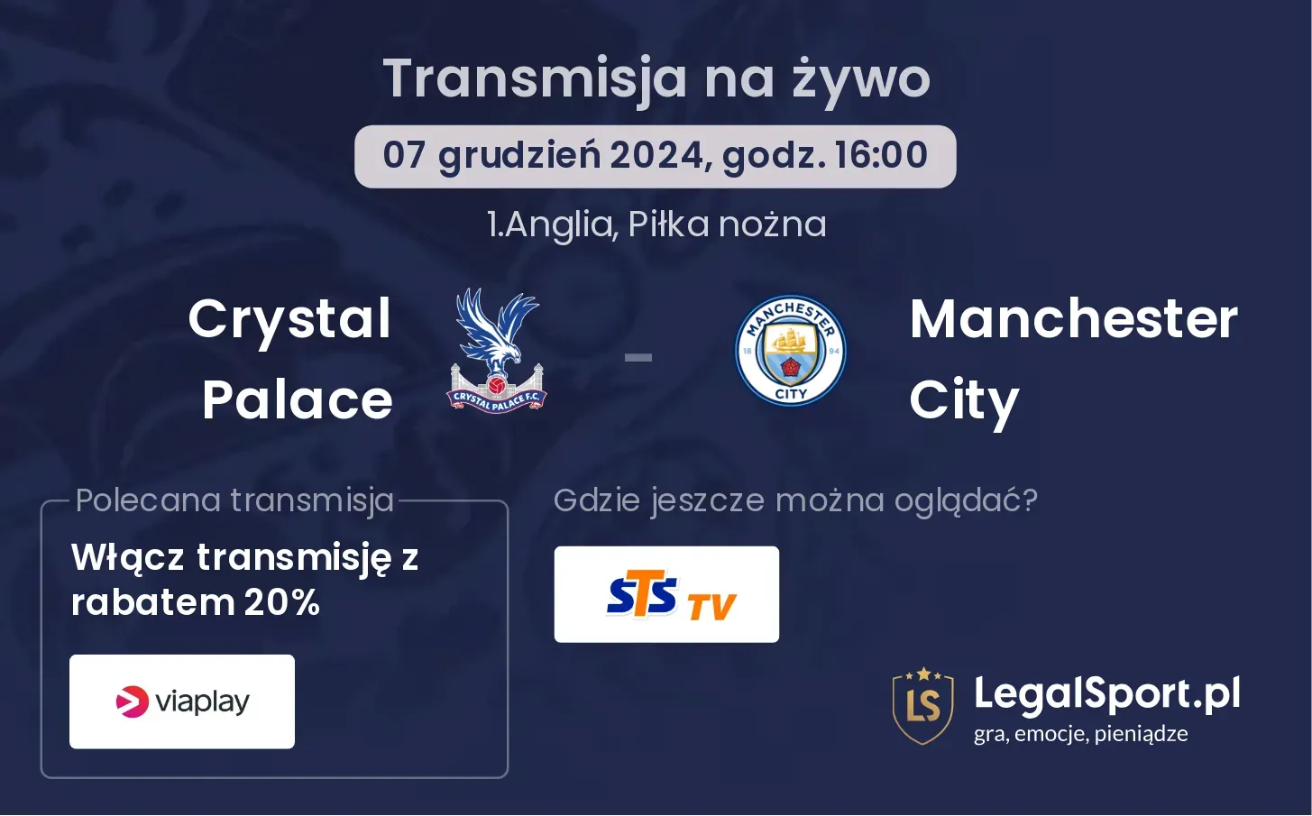 Crystal Palace - Manchester City gdzie oglądać?