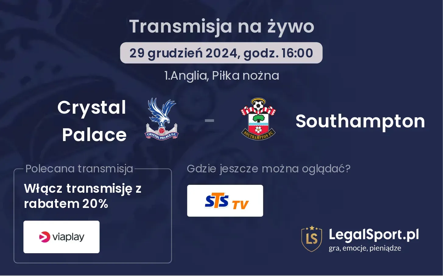 Crystal Palace - Southampton transmisja na żywo