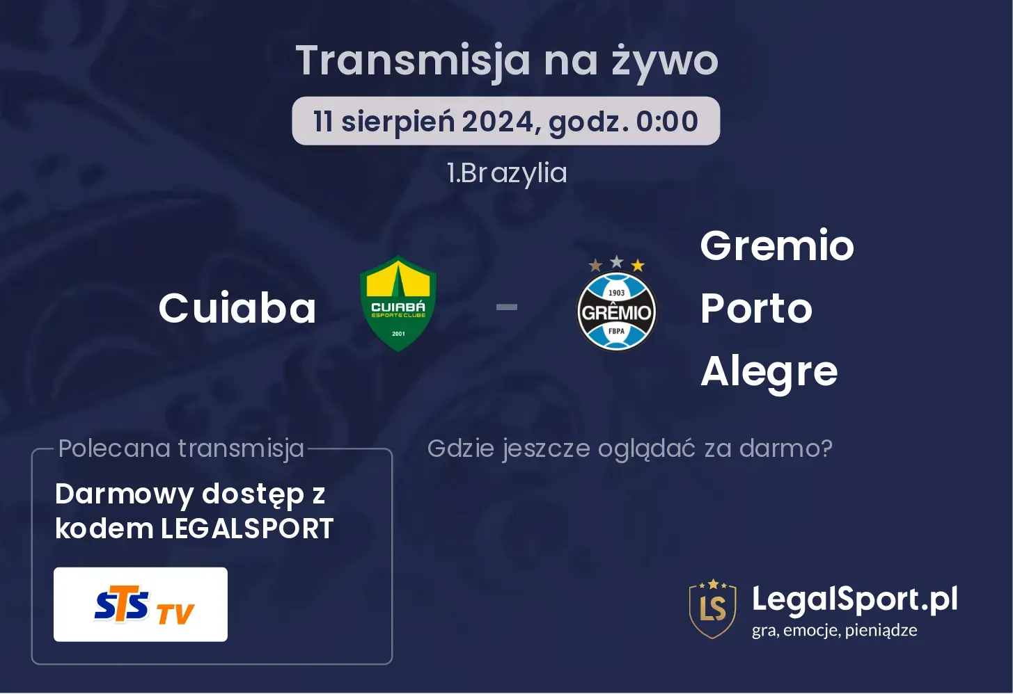 Cuiaba - Gremio Porto Alegre transmisja na żywo