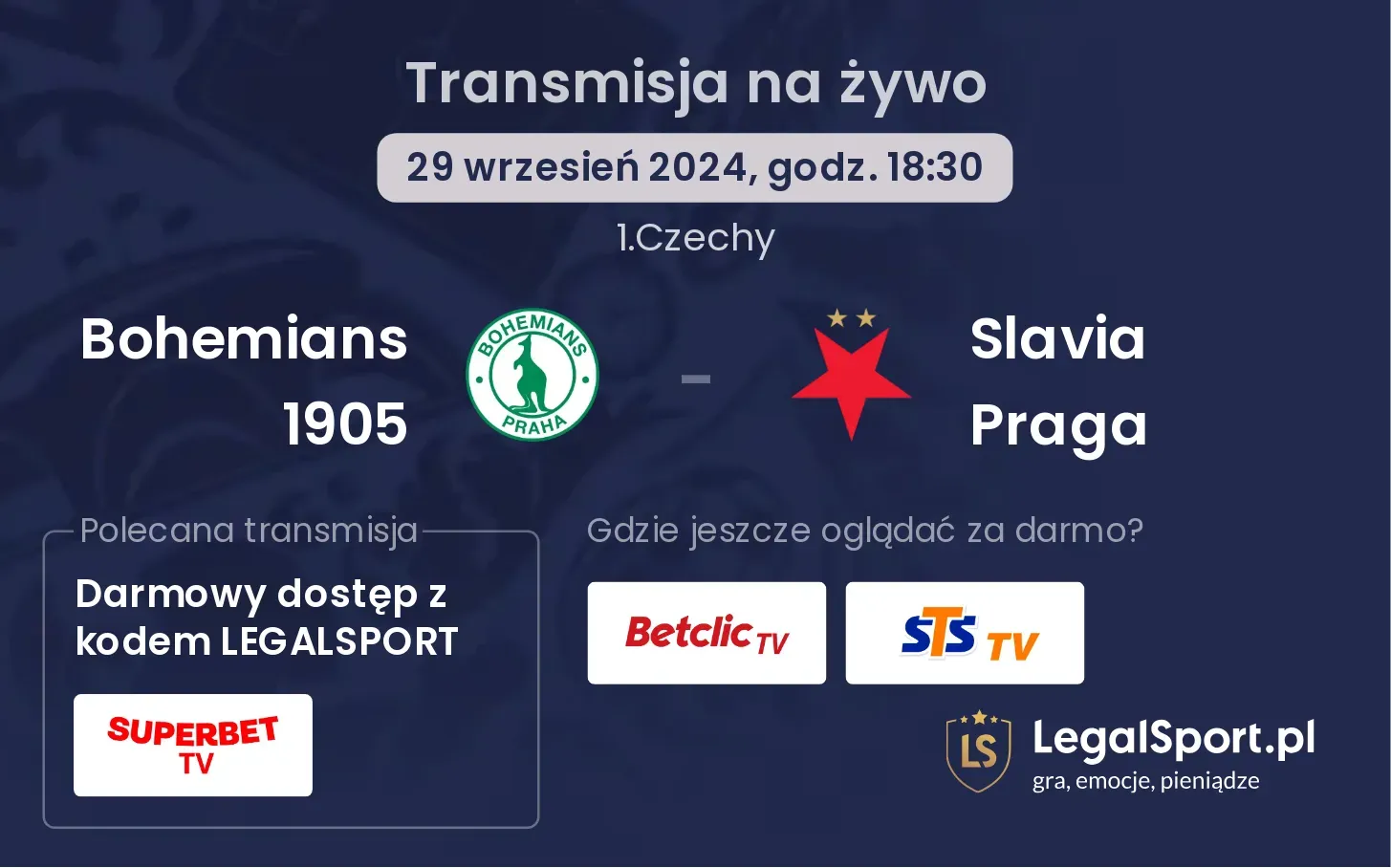 Bohemians 1905 - Slavia Praga transmisja na żywo