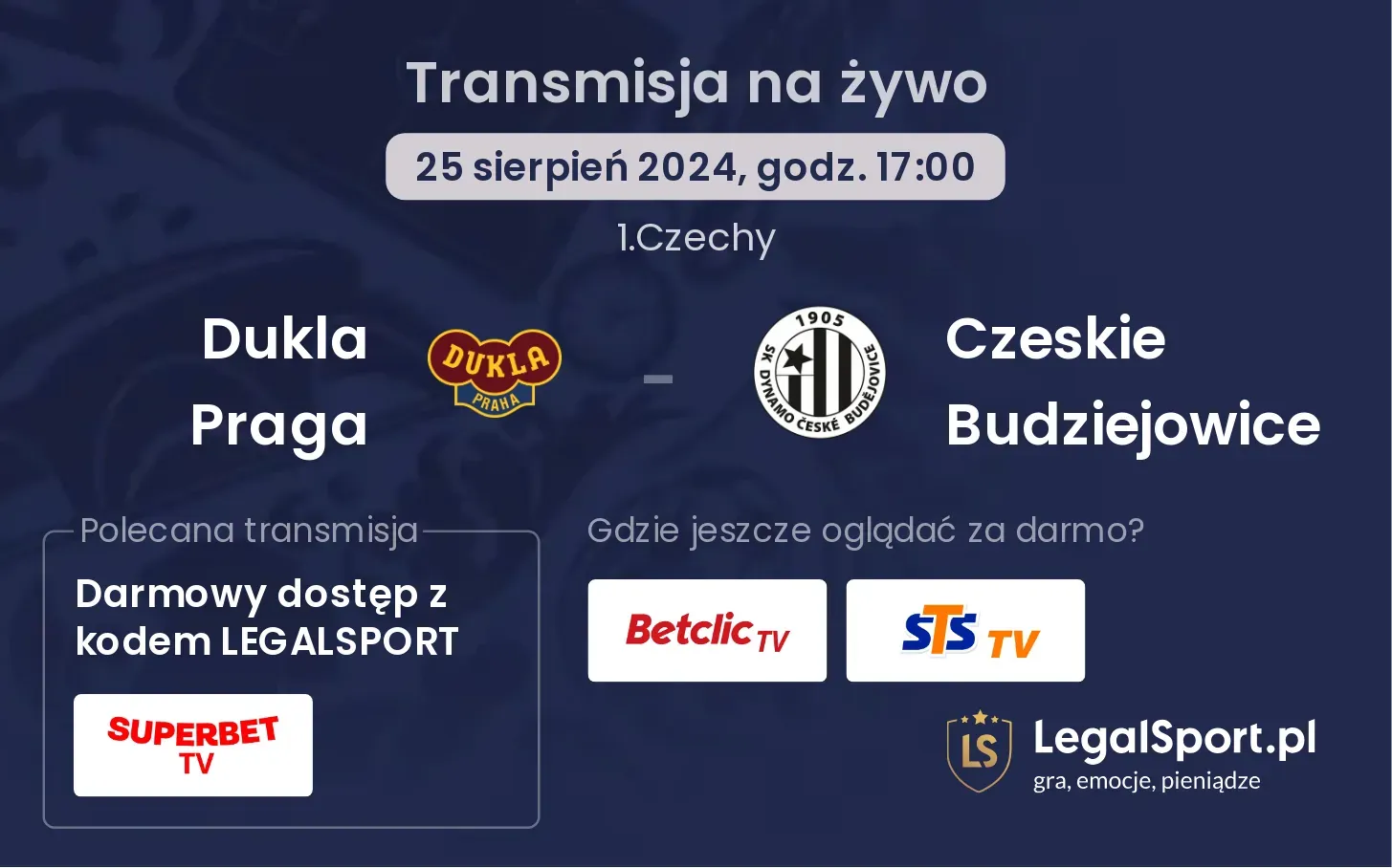 Dukla Praga - Czeskie Budziejowice transmisja na żywo