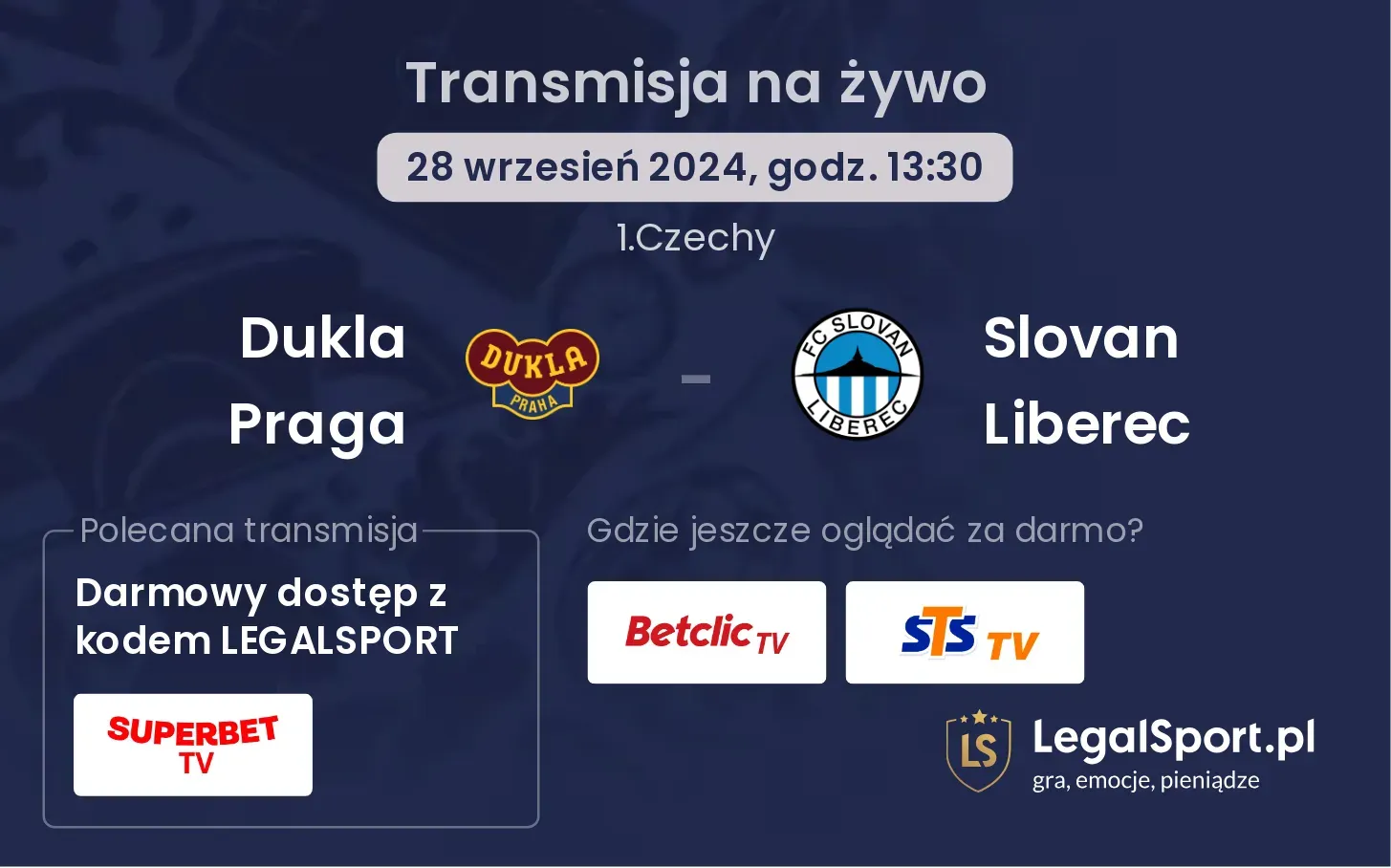 Dukla Praga - Slovan Liberec transmisja na żywo