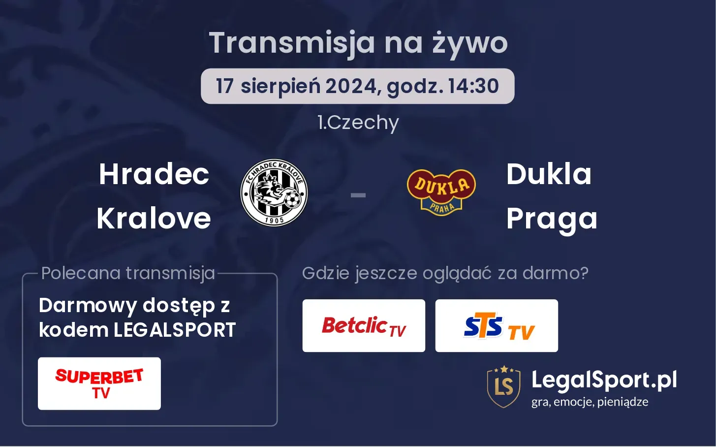 Hradec Kralove - Dukla Praga transmisja na żywo