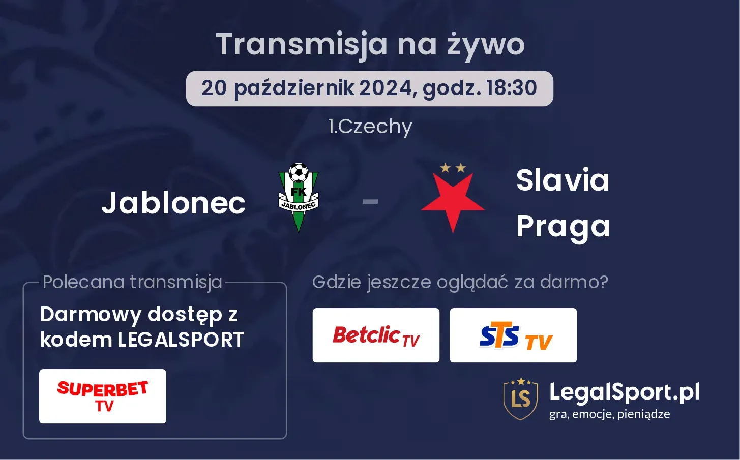 Jablonec - Slavia Praga transmisja na żywo