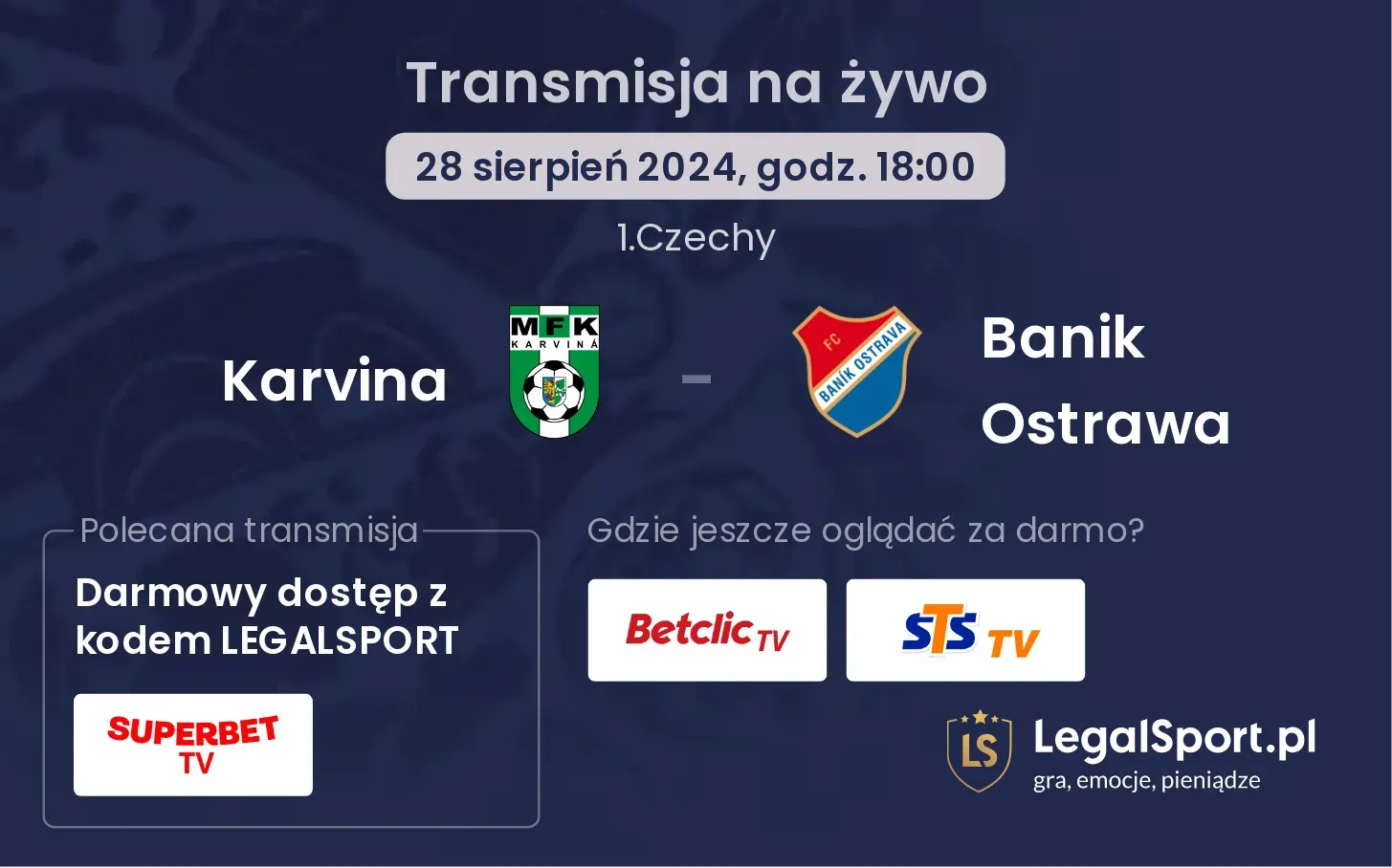 Karvina - Banik Ostrawa transmisja na żywo