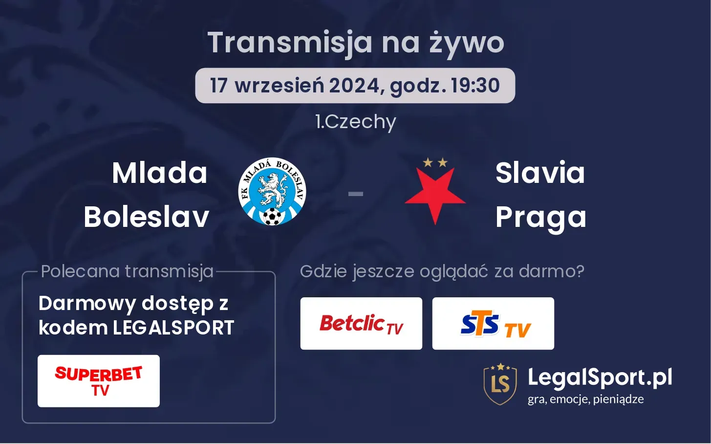 Mlada Boleslav  - Slavia Praga transmisja na żywo