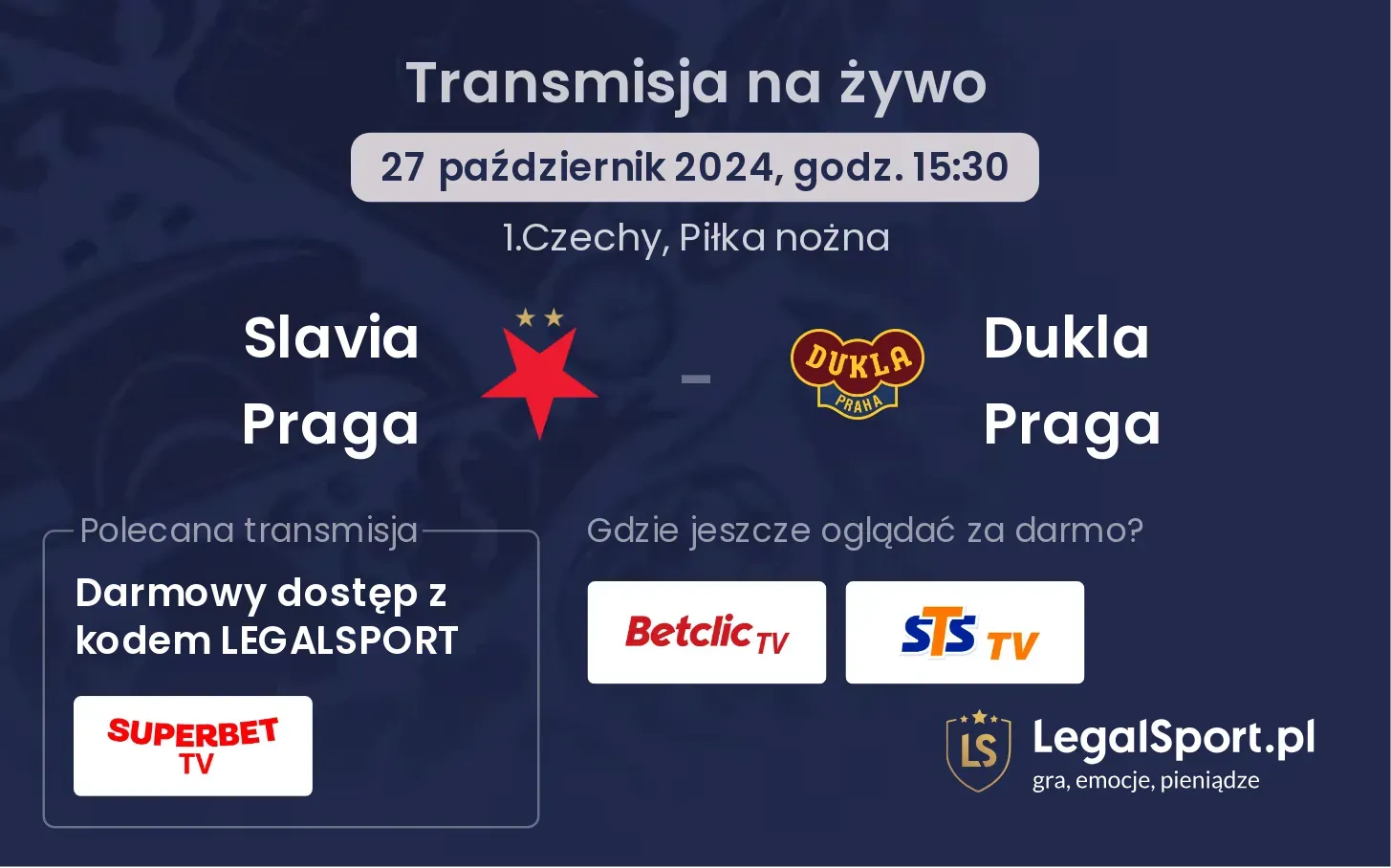 Slavia Praga - Dukla Praga transmisja na żywo