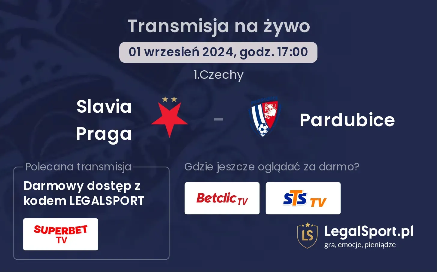 Slavia Praga - Pardubice transmisja na żywo