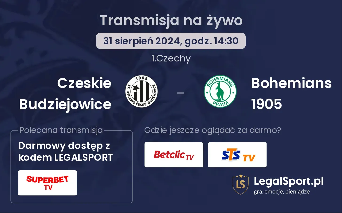 Czeskie Budziejowice - Bohemians 1905 transmisja na żywo