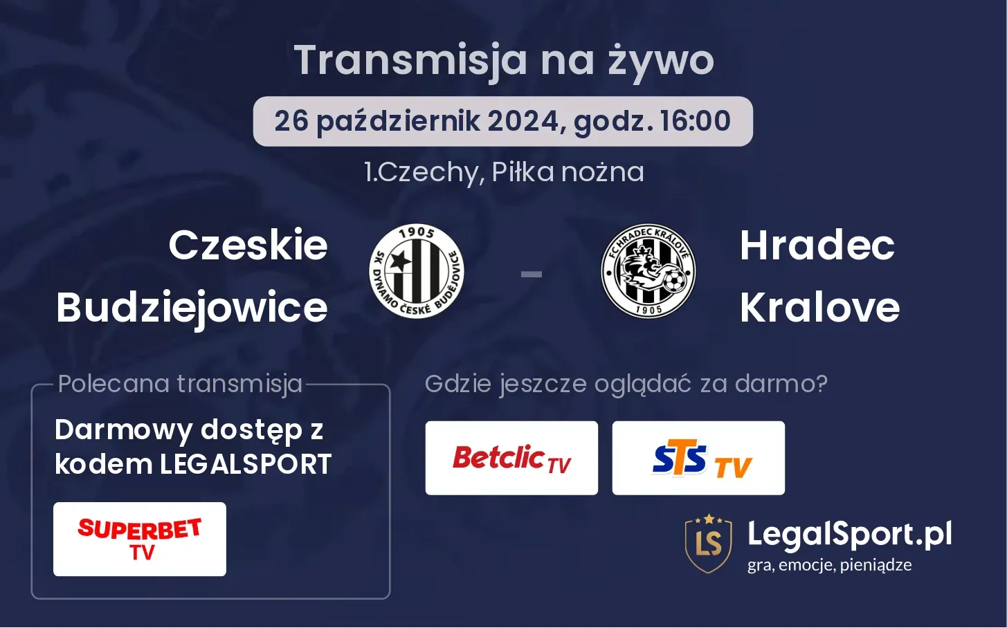 Czeskie Budziejowice - Hradec Kralove gdzie oglądać? 26.10, godz. 16:00