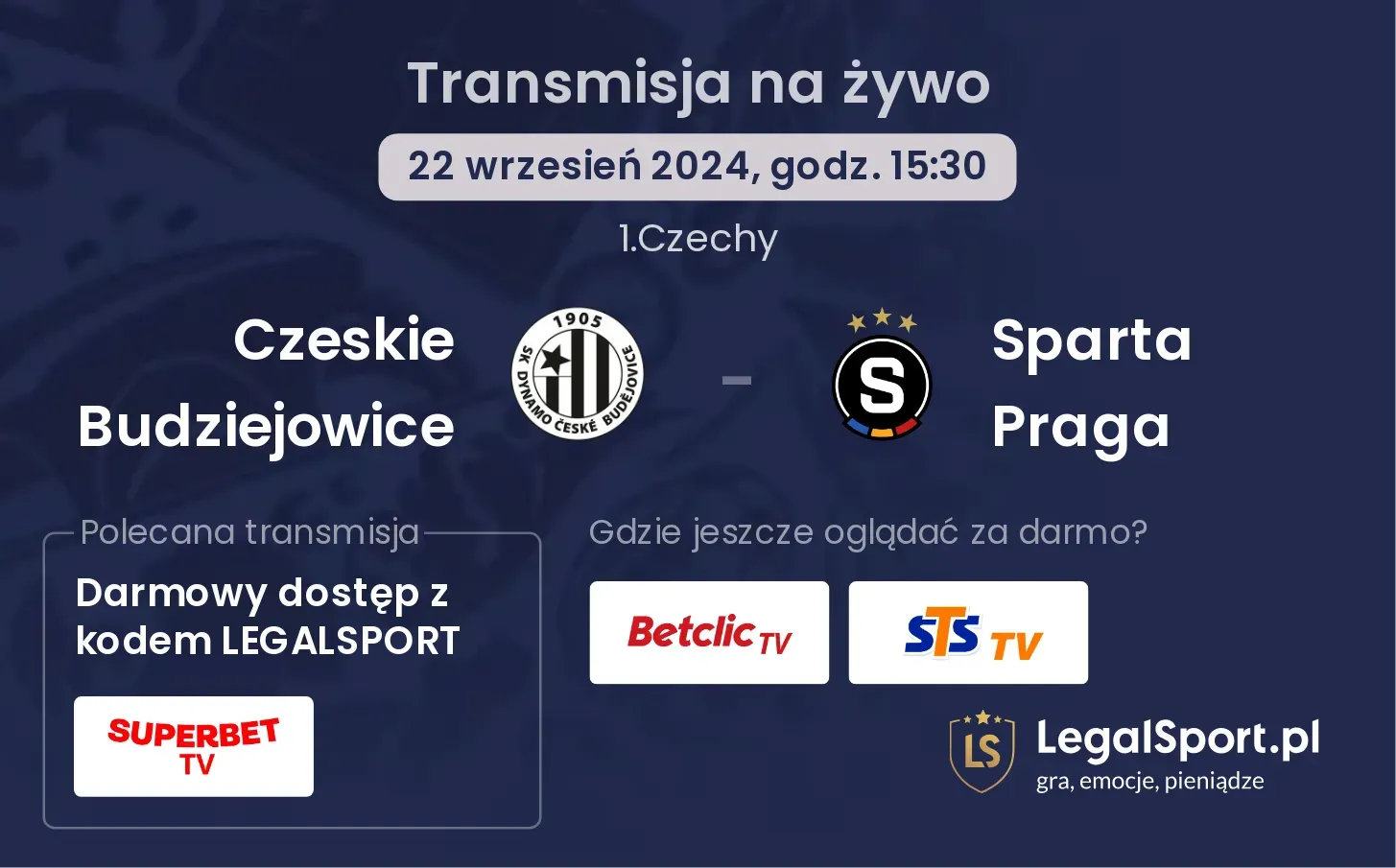 Czeskie Budziejowice - Sparta Praga transmisja na żywo