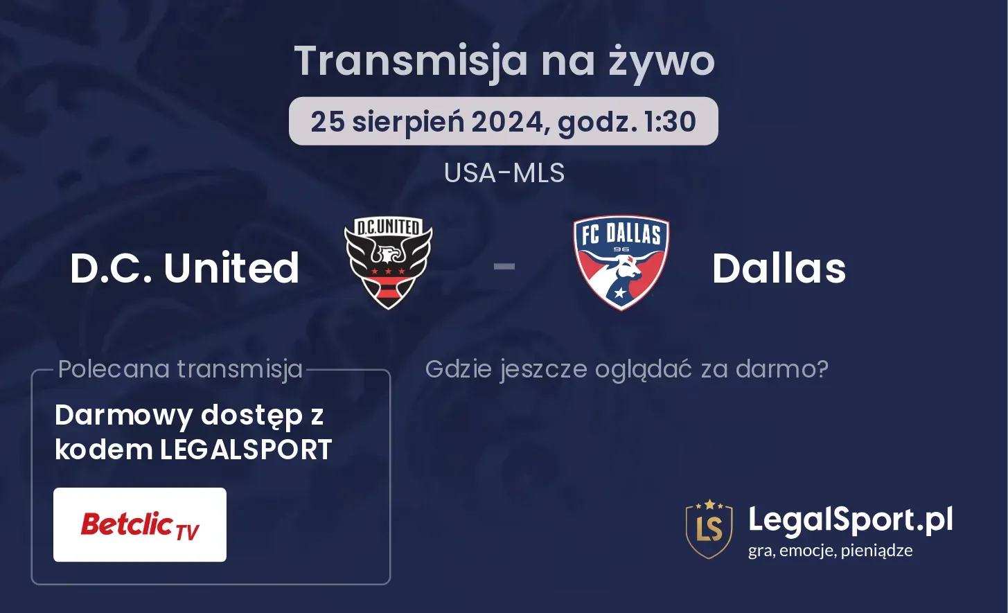 D.C. United - Dallas transmisja na żywo