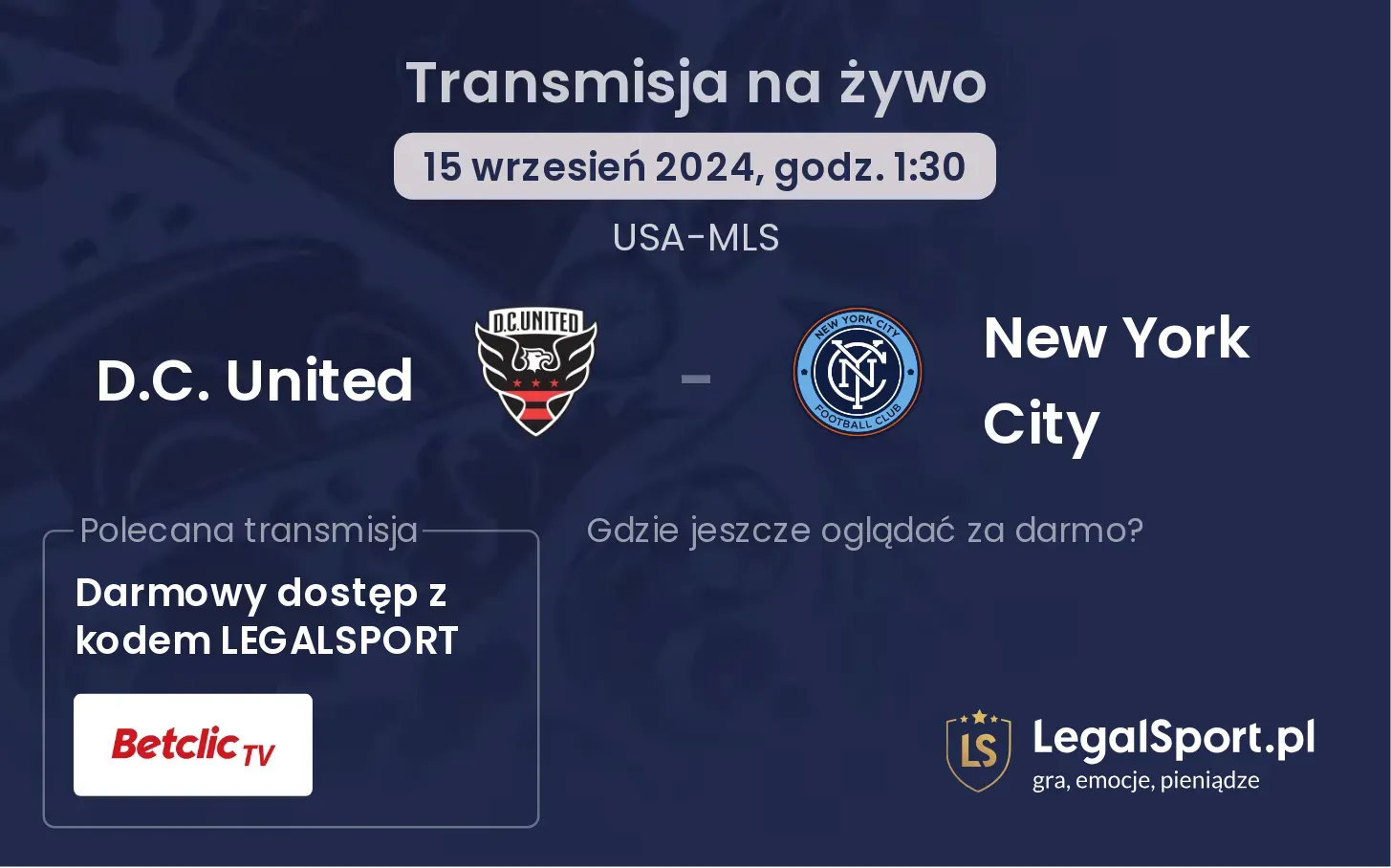 D.C. United - New York City transmisja na żywo