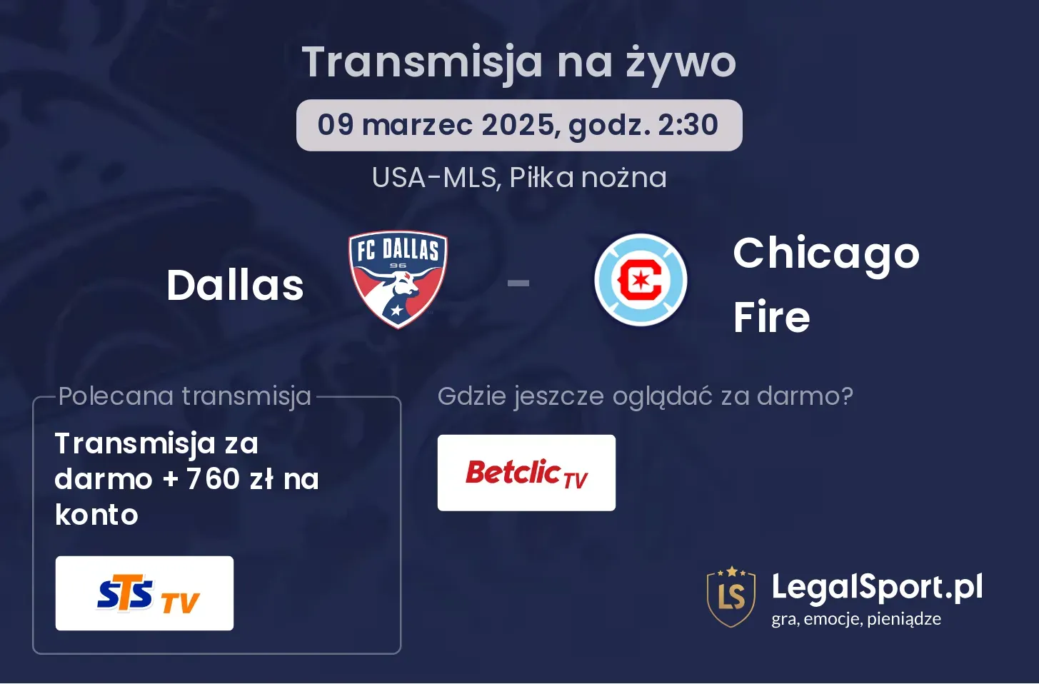 Dallas - Chicago Fire transmisja na żywo