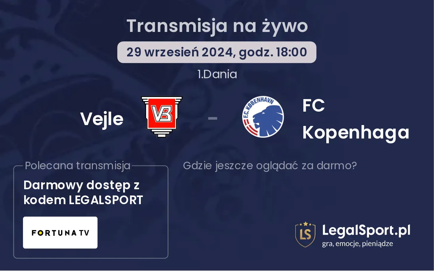 Vejle - FC Kopenhaga transmisja na żywo