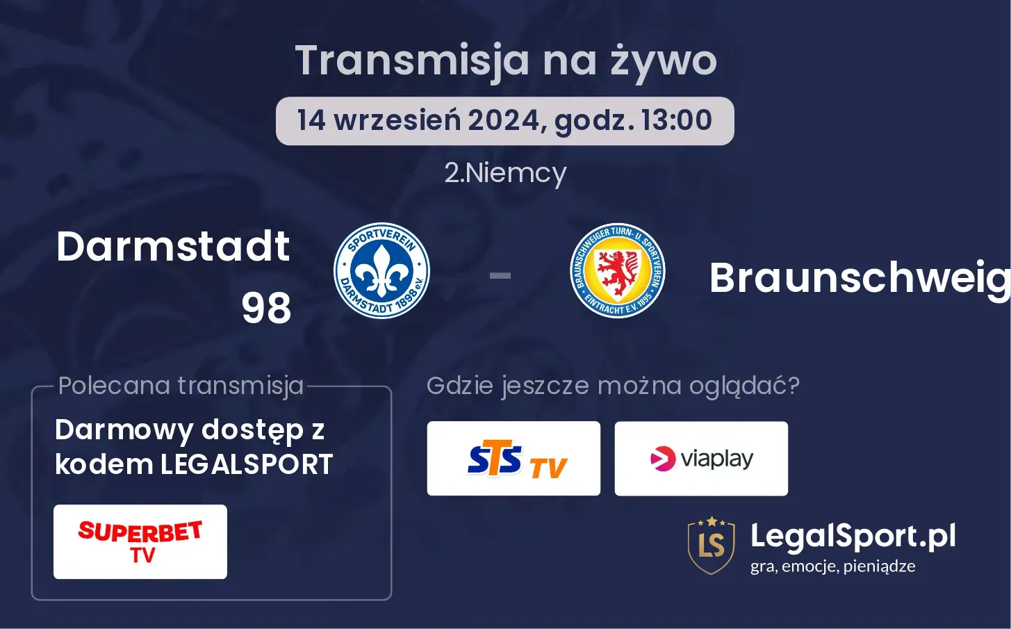 Darmstadt 98 - Braunschweig transmisja na żywo