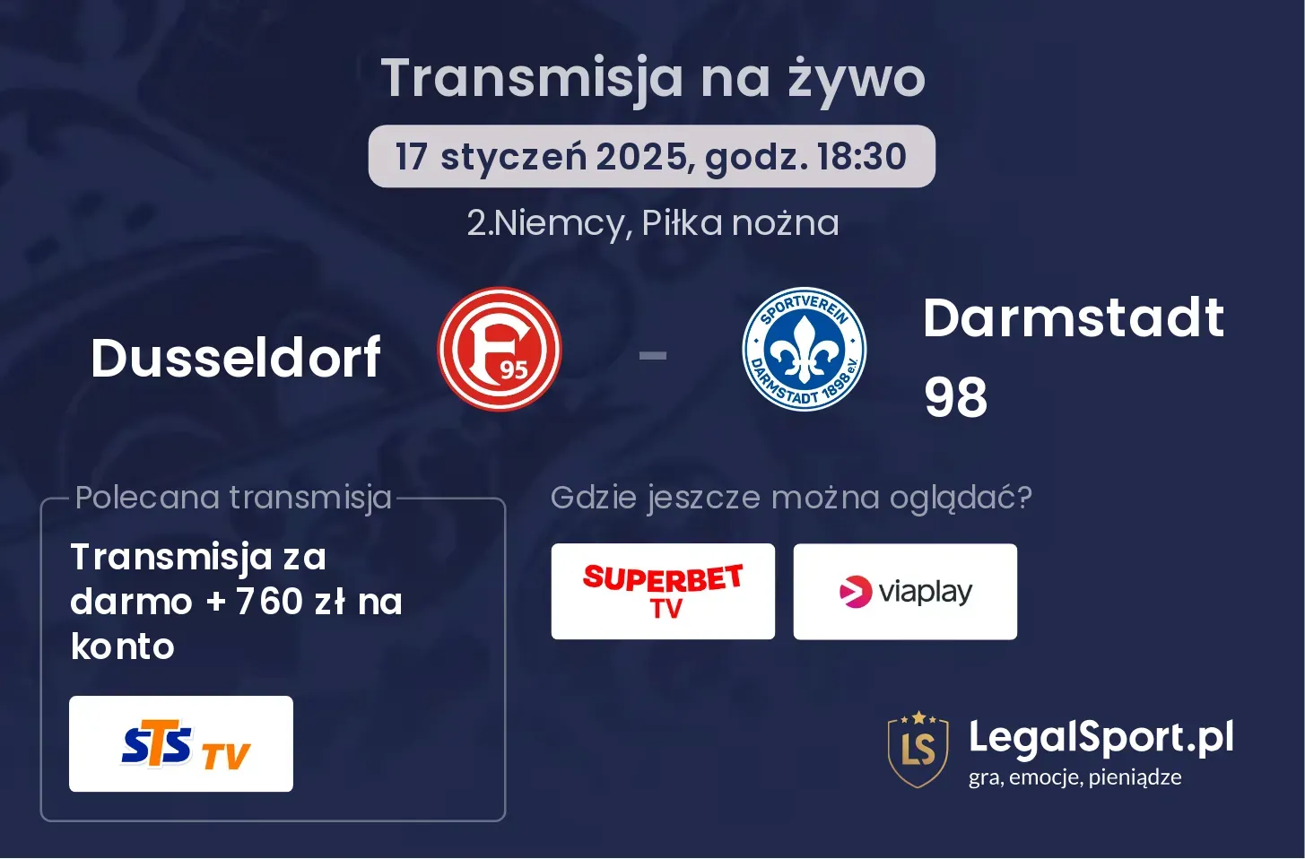 Dusseldorf - Darmstadt 98 gdzie oglądać?